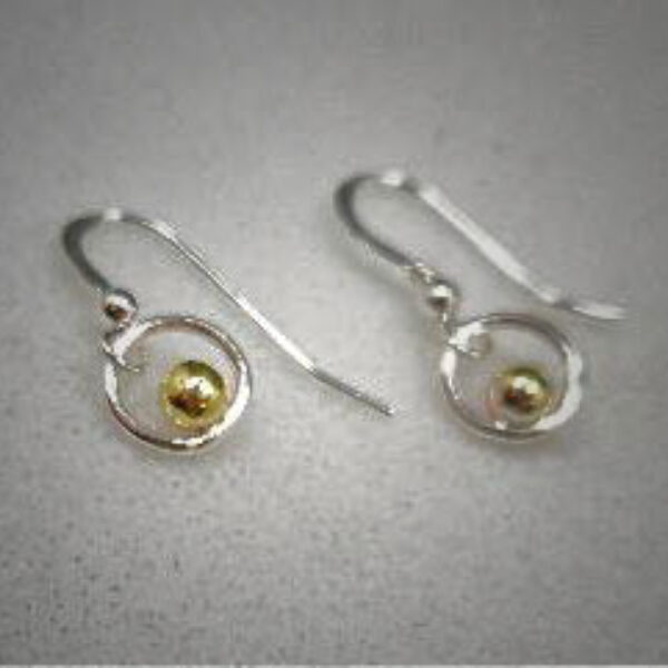 Golden Pop in Silver Circle Earrings