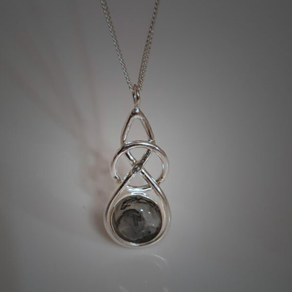 Moss Agate in Celtic Knotwork Necklace