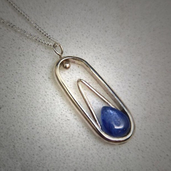 Kyanite Set in Silver Oval Necklace