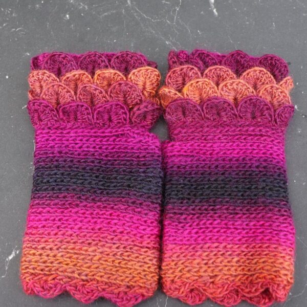 Hollyhocks Crochet Fingerless Gloves