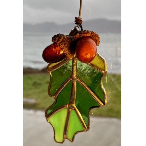 Stained Glass Oak Leaf Sun Catcher I