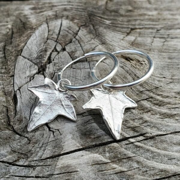 Fine Silver Ivy Leaf Earrings - hooks
