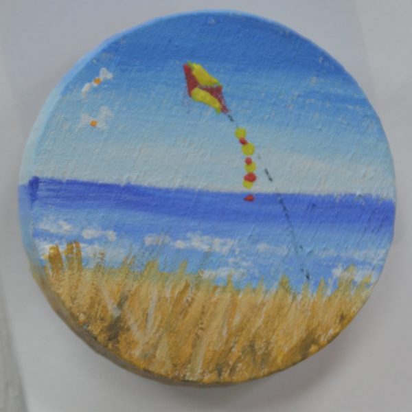 Hand painted sea scene brooch