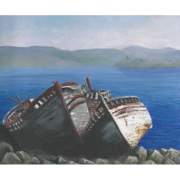 Old Boats at Salen, Mull Painting