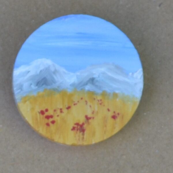 Poppies and Distant Mountain Brooch