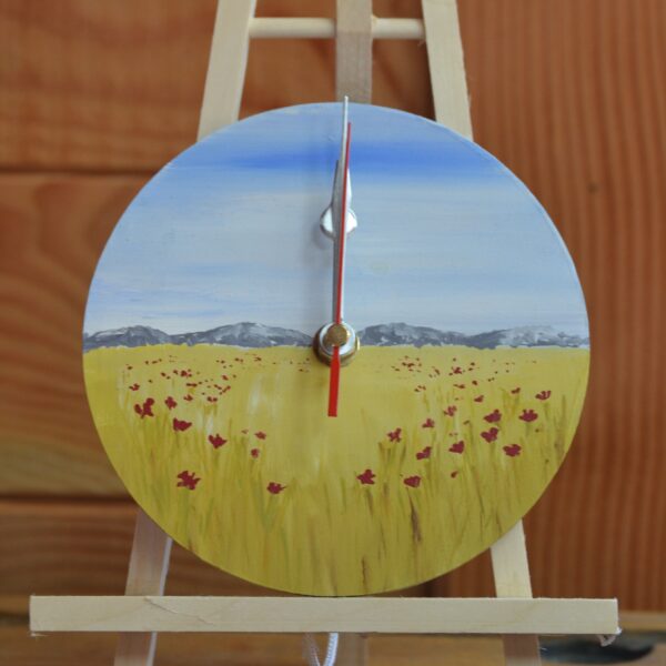 Round Poppy Field Wall Clock