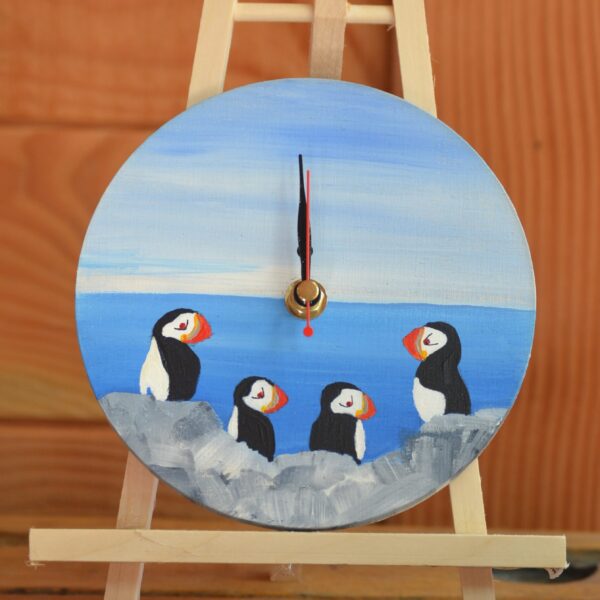 Round Puffins Wall Clock