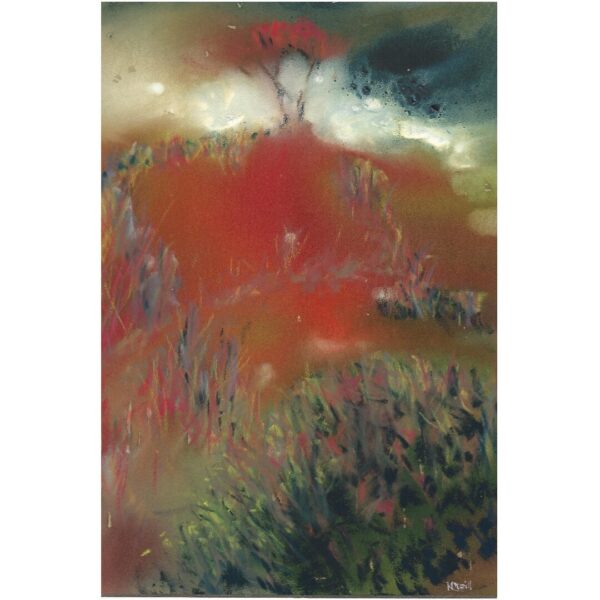 Abstract Red Tree Painting