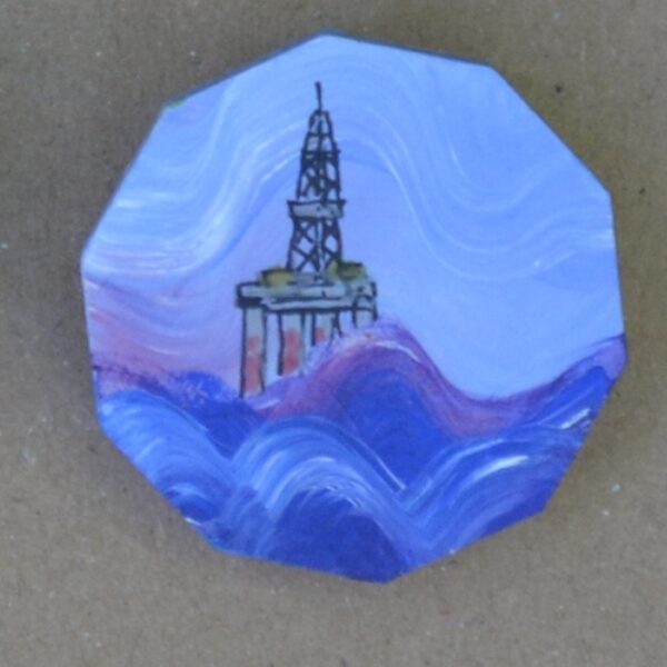 Rig and Stormy Sea Brooch