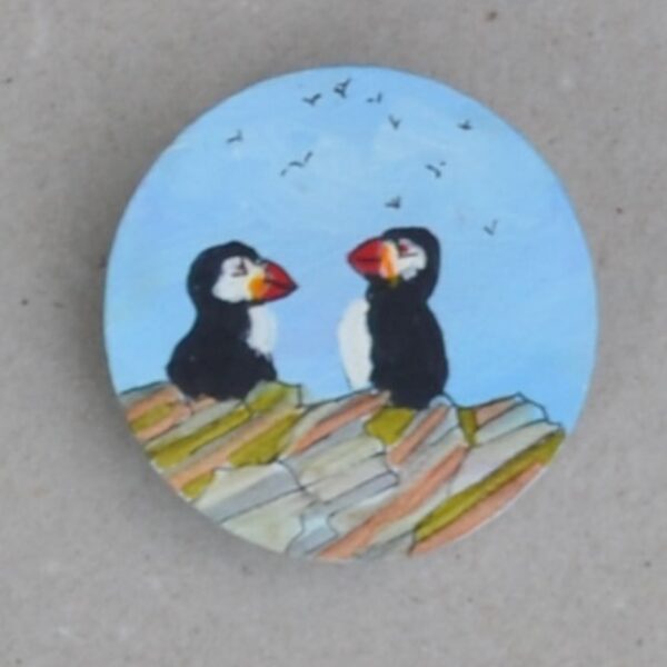 Two Puffins Brooch