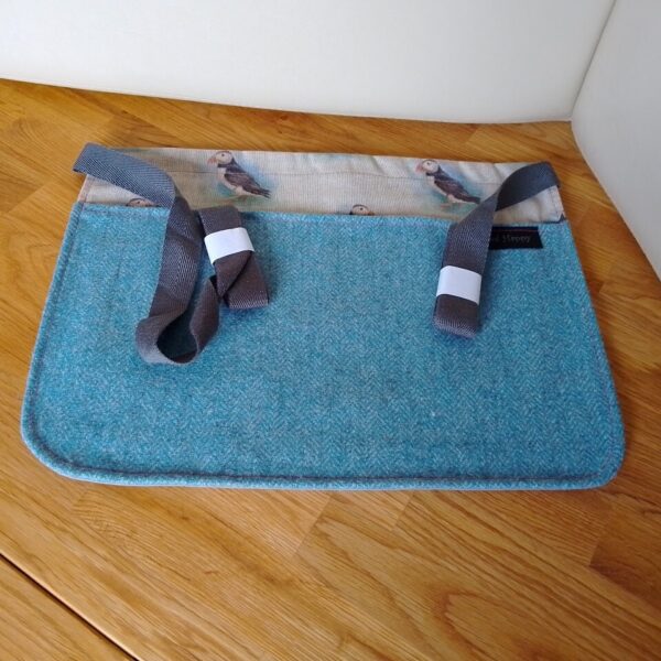 Light Blue Herringbone Tweed Utility Bag