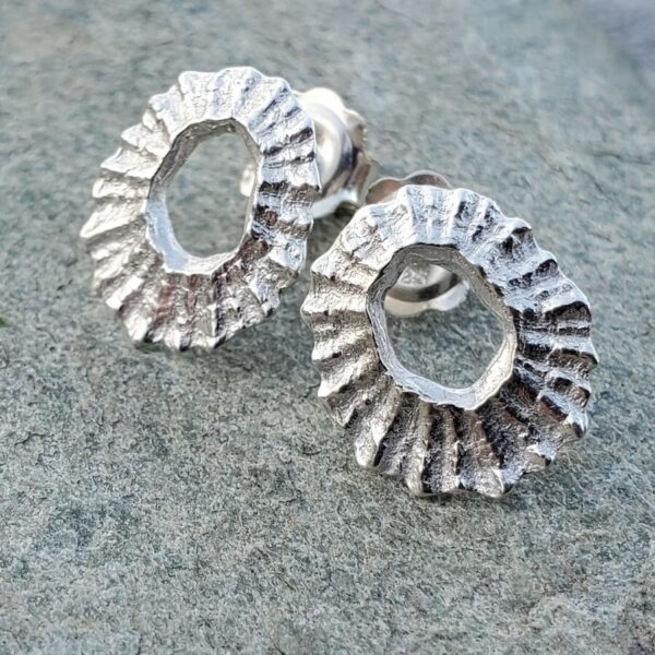 Fine Silver Limpet Loop Stud Earrings - Bright Silver