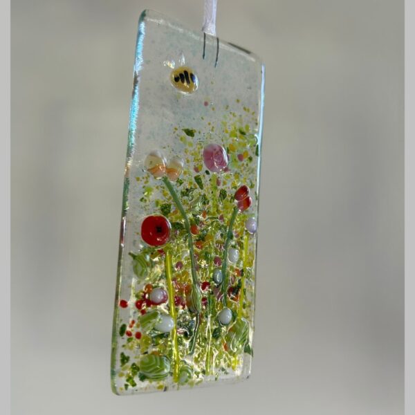 Fused Glass Meadow and Bee Hanger - No box