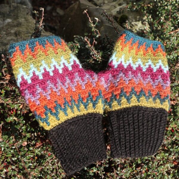 Woodland Walks Mittens with Dark Brown Cuff