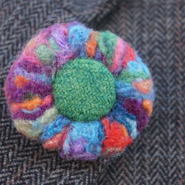 Multi Coloured Harris Tweed Felted Brooch
