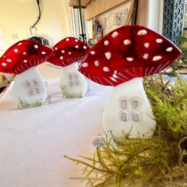 Fused Glass Little Mushroom Candle Holder