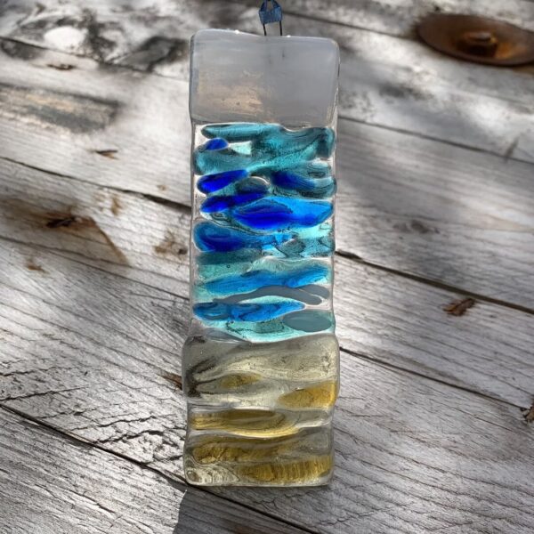 Fused Glass Ocean Waves Suncatcher - No box