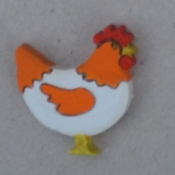 Orange and White Chicken Brooch