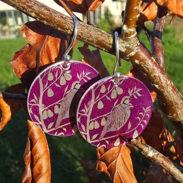 A Partridge in a Pear Tree Disc Earrings