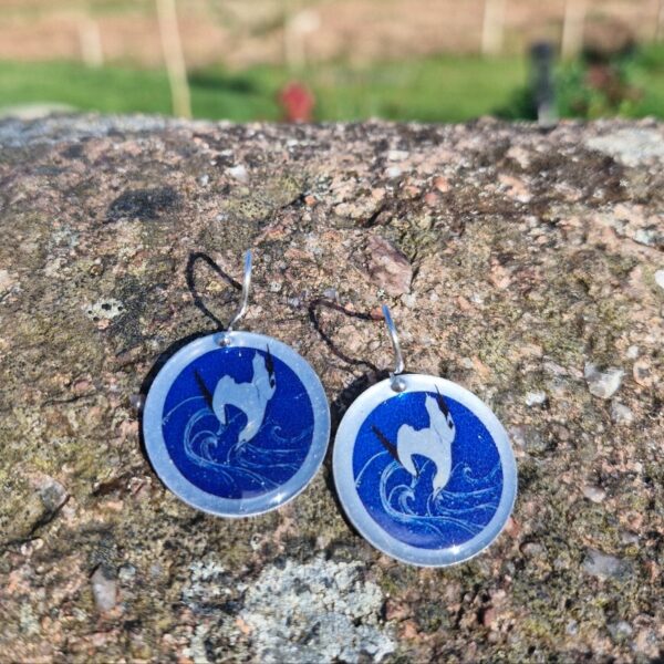 Diving Gannets Disc Earrings