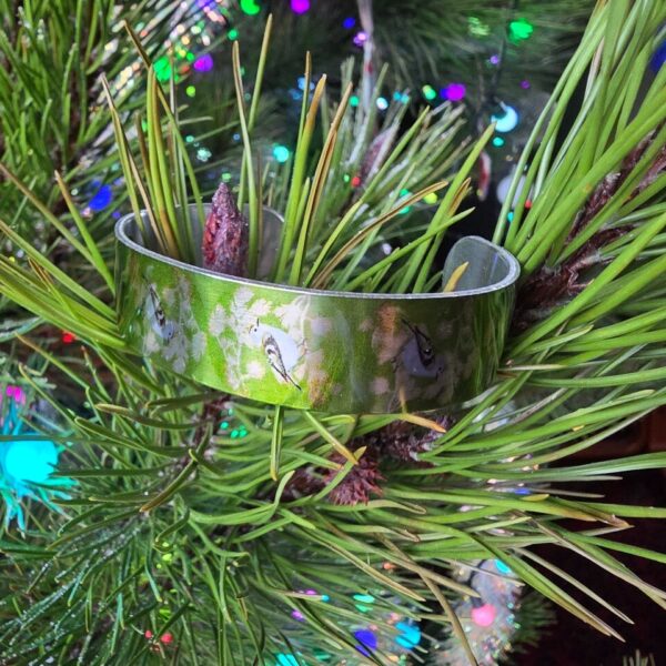 Goldcrest in Pine Cuff Bracelet Narrow