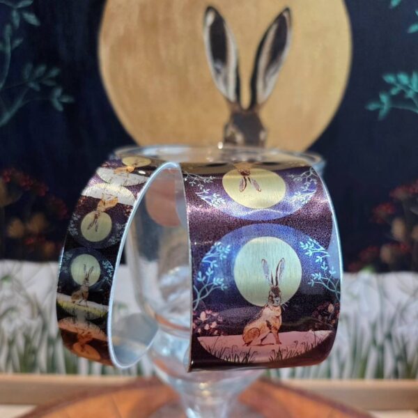 Hare and Snowdrops Cuff Bracelet Narrow