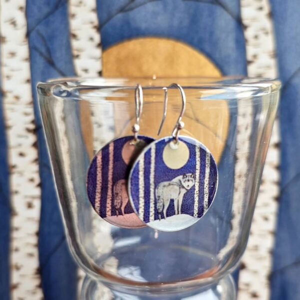 Lone Wolf Disc Earrings