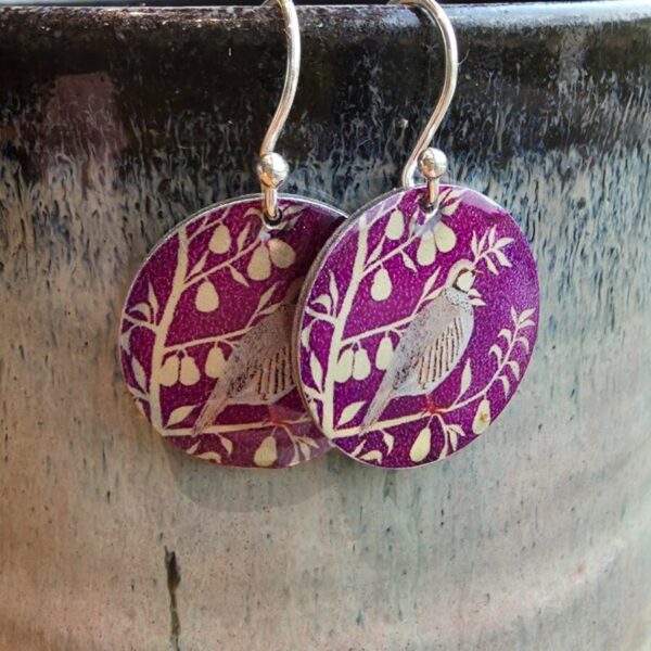 A Partridge in a Pear Tree Dinky Drop Disc Earrings