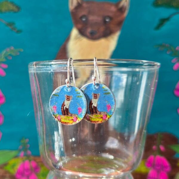 Pine Martin in Foxgloves Dinky Drop Disc Earrings