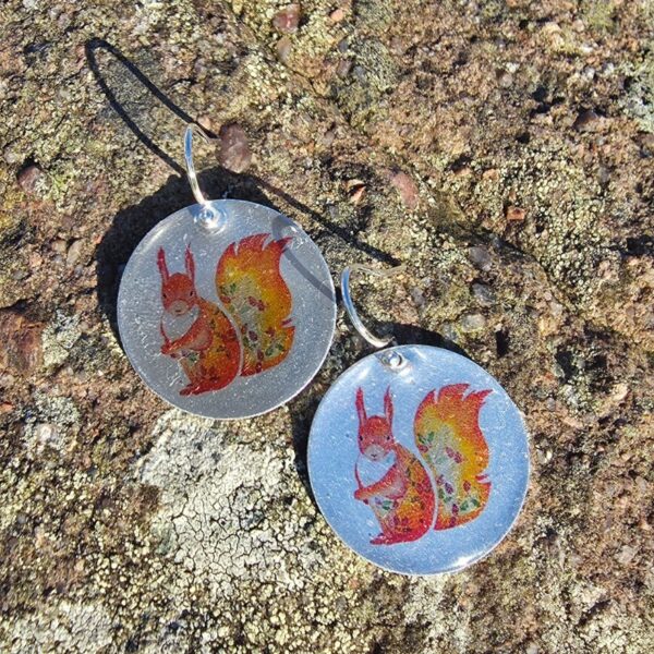 Red Squirrel Disc Earrings