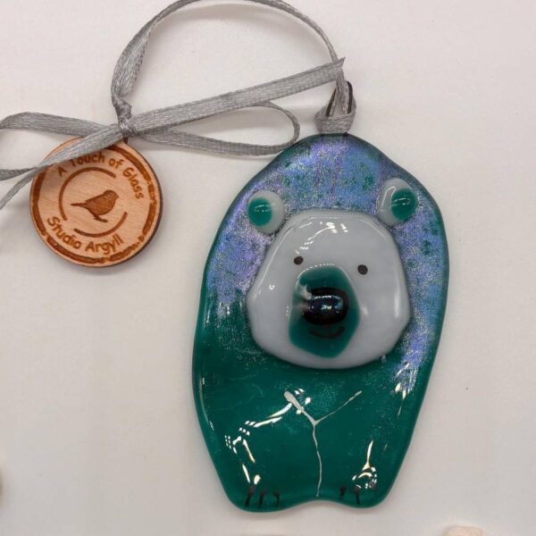 Fused Glass Shimmery Polar Bear Decoration