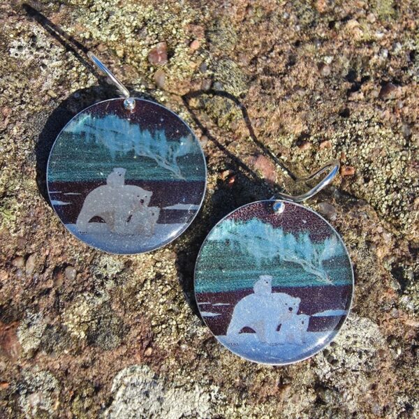 Polar Bears Disc Earrings