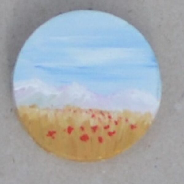 Poppies and Mountain Round Brooch