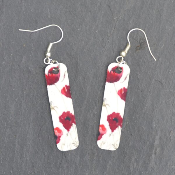 Poppies on White Earrings