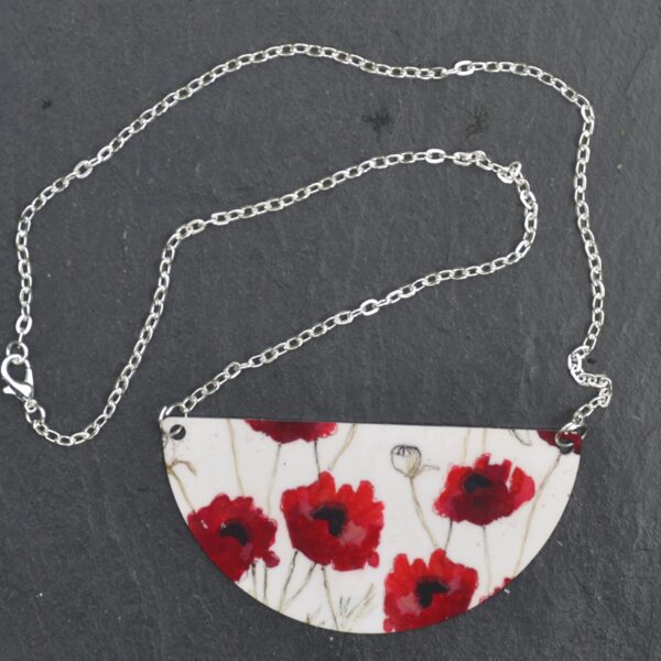 Poppies on White Pendant