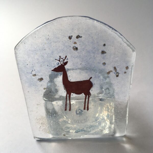 Fused Glass Reindeer Candle Holder
