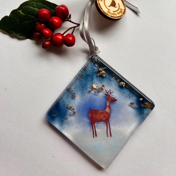 Fused Glass Reindeer Decoration