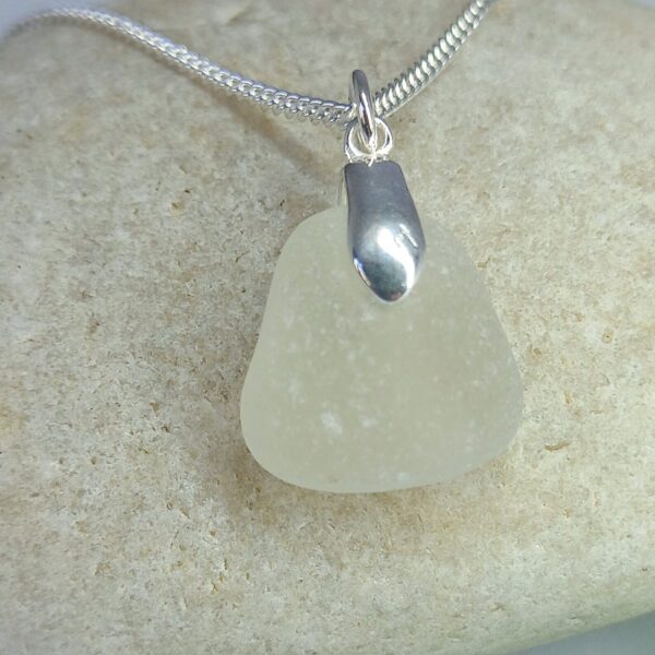 Clear Sea Glass Necklace - Pendant only