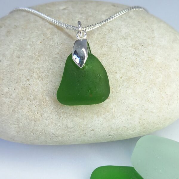 Green Sea Glass Necklace - Pendant only