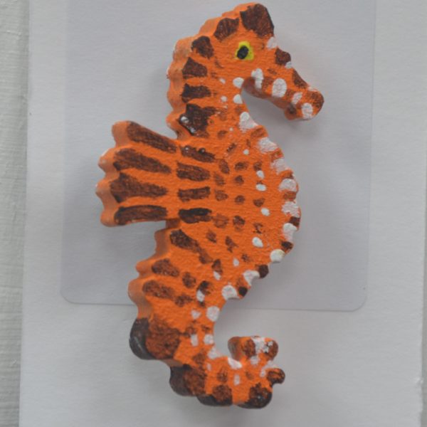 Hand painted seahorse pre-cut brooch