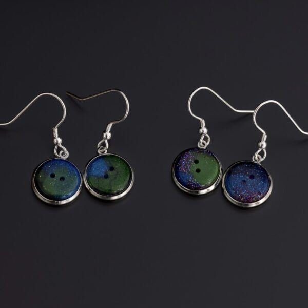 Aurora Button Earrings (Dangly Button)