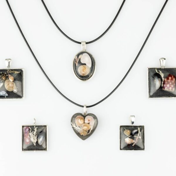 Night Time Beach Pendant - Square 2.5 cm - Silver Chain