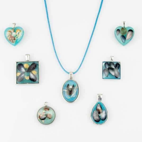 Sea Green Beach Pendant with Sterling Silver Chain - Heart