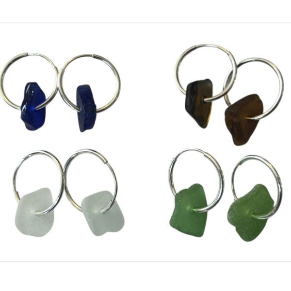 Shetland Sea Glass Hoop Earrings - White