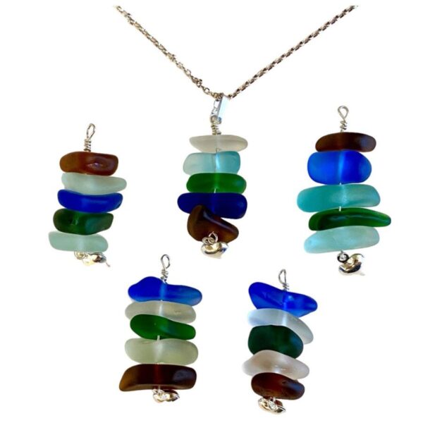 Shetland Sea Glass Stack Pendant - 16" Chain