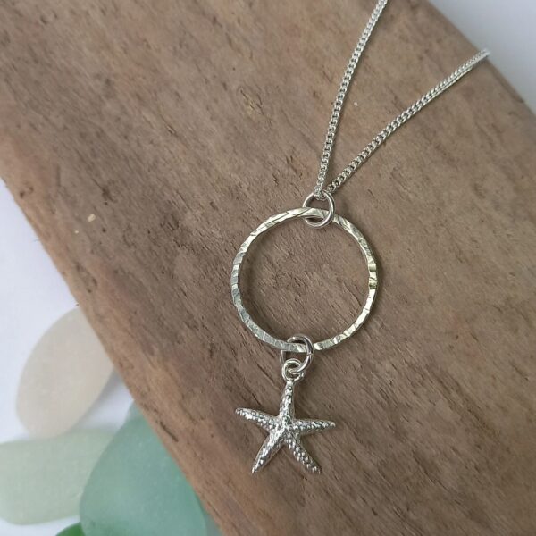 Sterling Silver Hoop Pendant with Starfish Charm - Bag