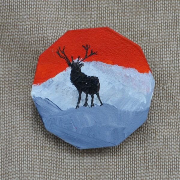 Stag and Mountain Brooch