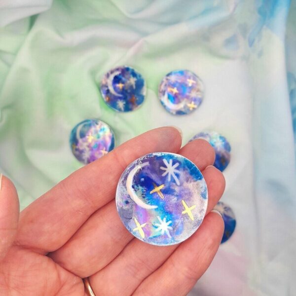 Porcelain Moon and Stars Brooch