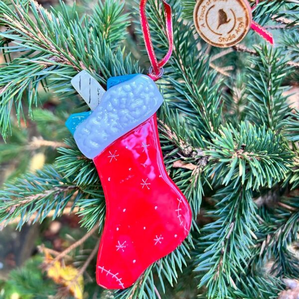 Fused Glass Christmas Stocking Decoration