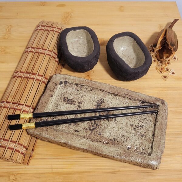 Sushi Slab and Dipping Pots